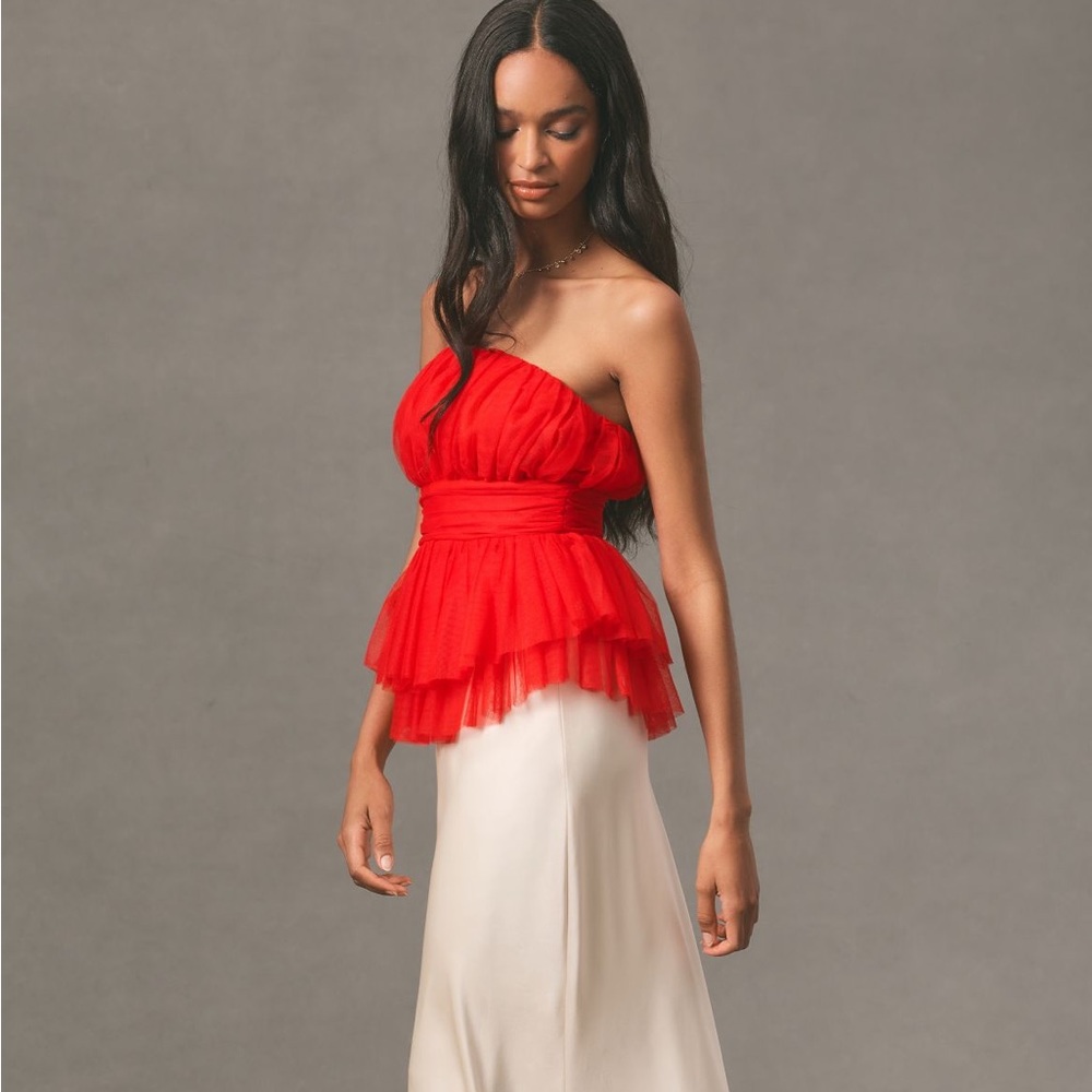 Flat White Tulle Tube Top Size Small NWT